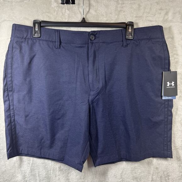 Under Armour NEW Golf Men Short 42 Blue Iso Chill 9" Airvent Water Repel Stretch - Picture 1 of 14